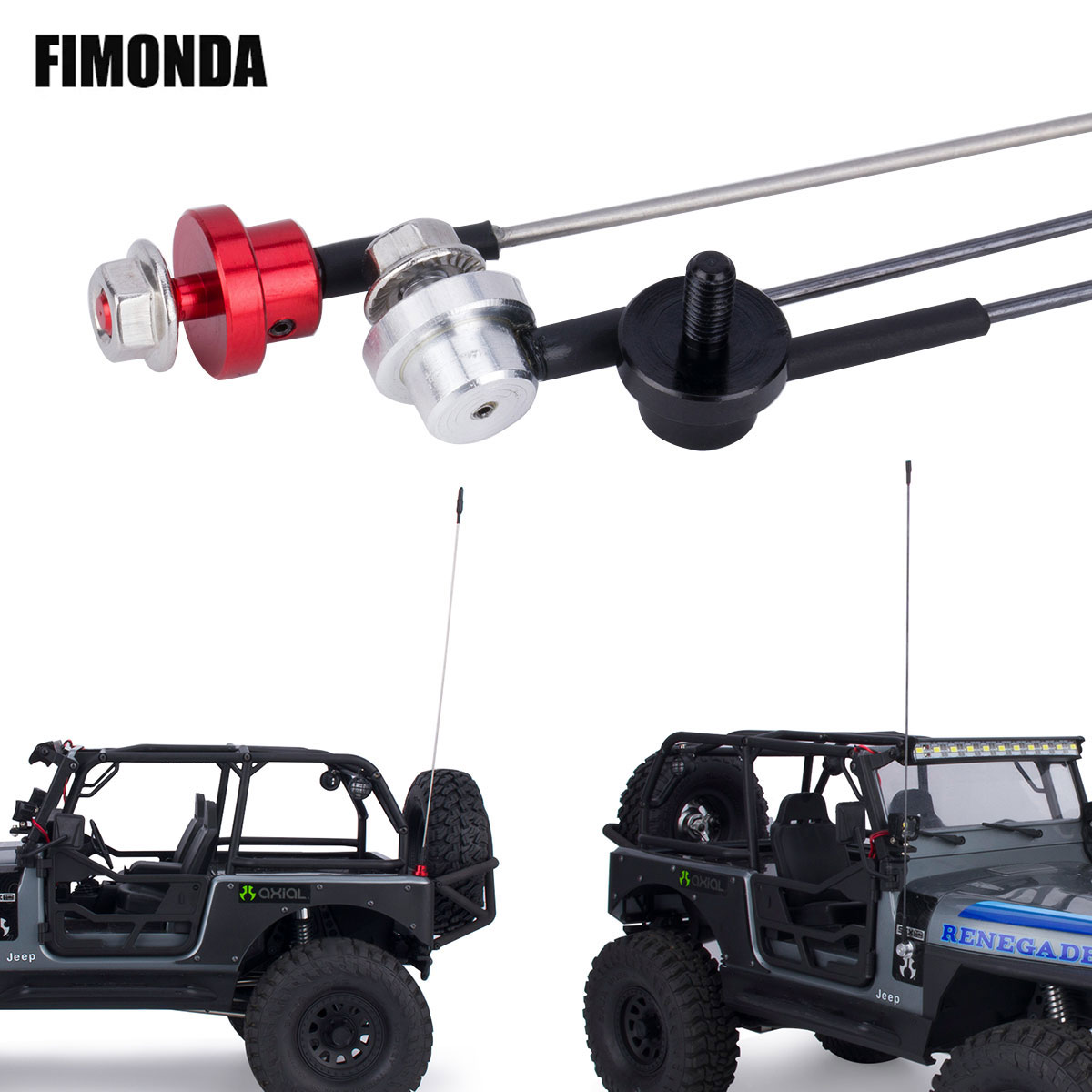 Rc Hobby Crawler - Antena de simulação ajustável de metal,